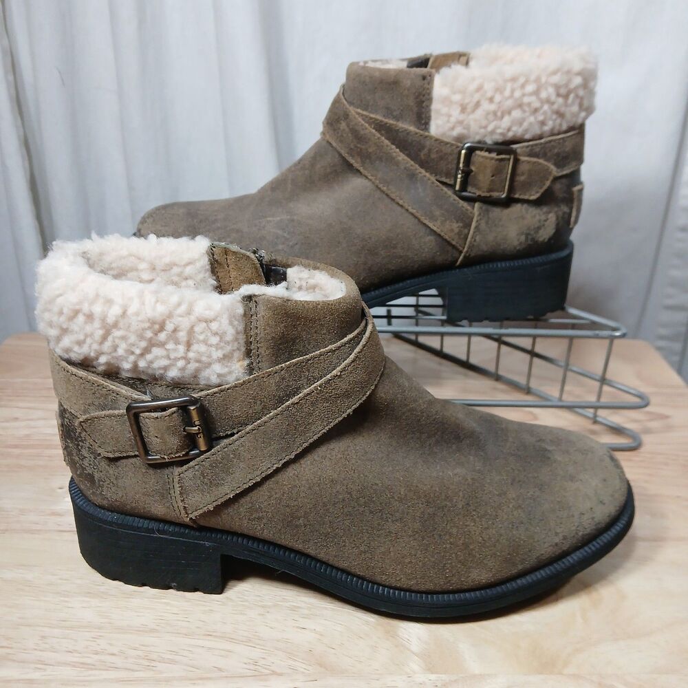 UGG Benson II Women's 7.5 Shearling Lined Brown Ankle Boots Distressed